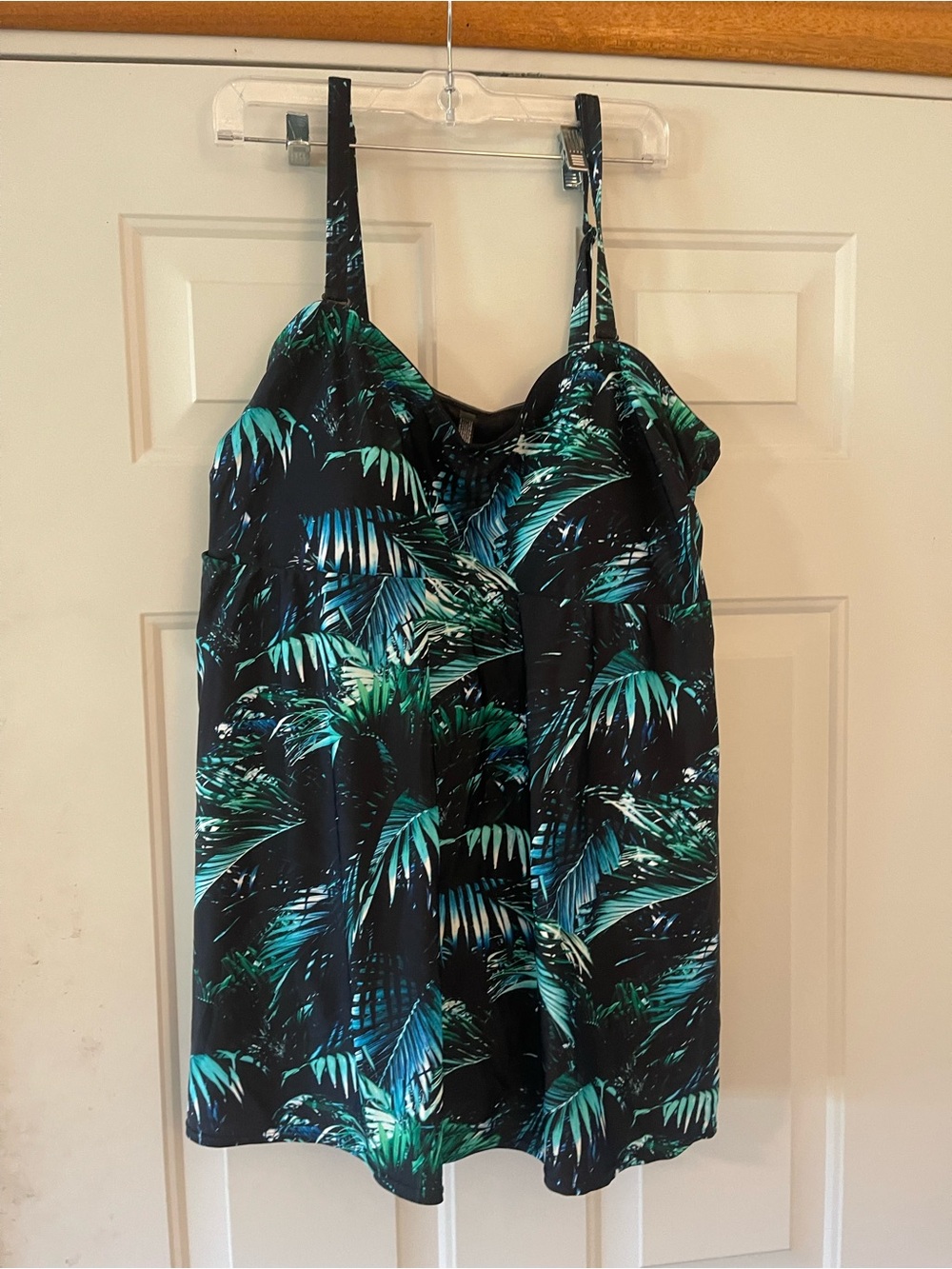 Torrid Swim Dress Size 3 One Piece Swim Suit Tropical Palm Midi A-Line Babydoll
